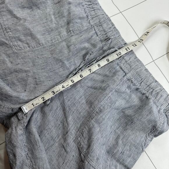 J. Jill Pants Womens Large Blue White Love Linen Micro Stripe Relaxed Coastal - Picture 9 of 12